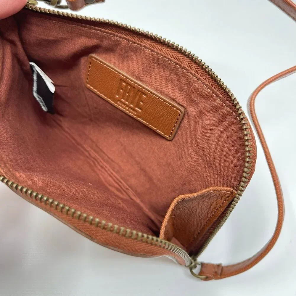 FRYE Frye Melissa Leather Wristlet Cognac Brown Pebbled Wallet Coin Bag